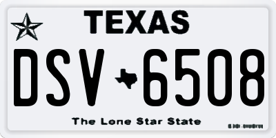 TX license plate DSV6508