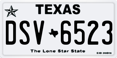 TX license plate DSV6523