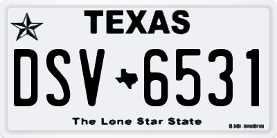 TX license plate DSV6531