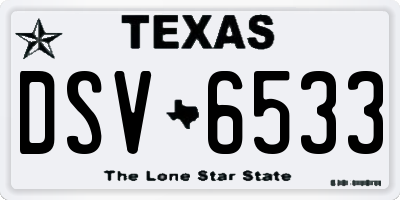 TX license plate DSV6533