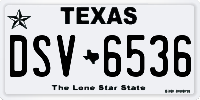 TX license plate DSV6536