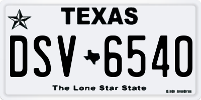 TX license plate DSV6540