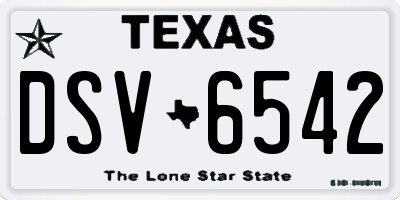 TX license plate DSV6542