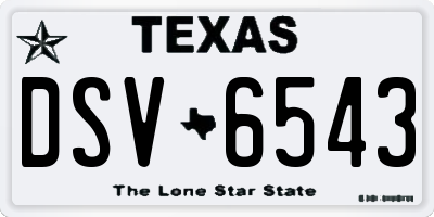 TX license plate DSV6543