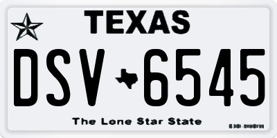 TX license plate DSV6545