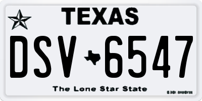 TX license plate DSV6547