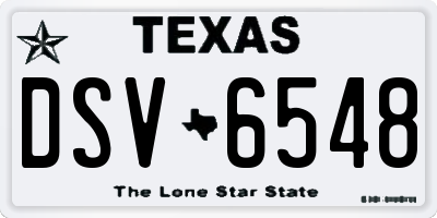 TX license plate DSV6548