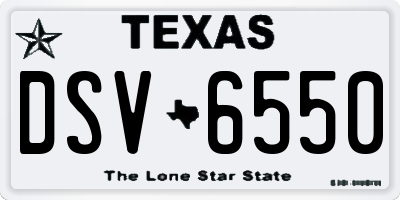 TX license plate DSV6550