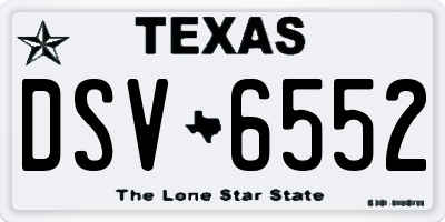 TX license plate DSV6552