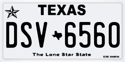 TX license plate DSV6560