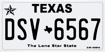 TX license plate DSV6567