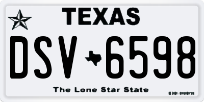 TX license plate DSV6598