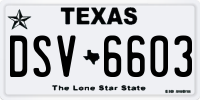 TX license plate DSV6603