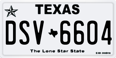 TX license plate DSV6604
