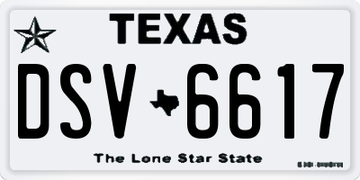 TX license plate DSV6617