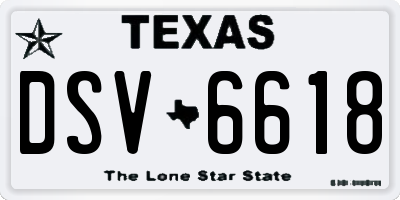 TX license plate DSV6618