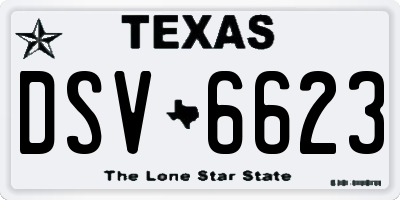 TX license plate DSV6623