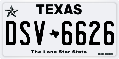 TX license plate DSV6626