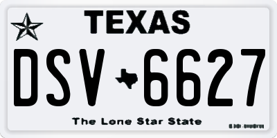 TX license plate DSV6627