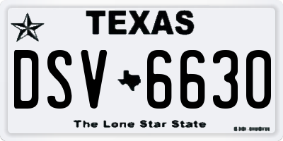 TX license plate DSV6630
