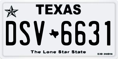 TX license plate DSV6631
