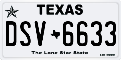 TX license plate DSV6633