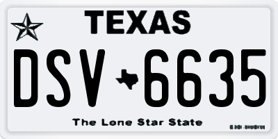 TX license plate DSV6635