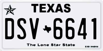 TX license plate DSV6641