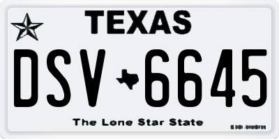 TX license plate DSV6645