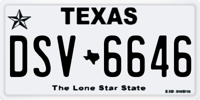 TX license plate DSV6646