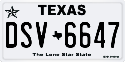 TX license plate DSV6647