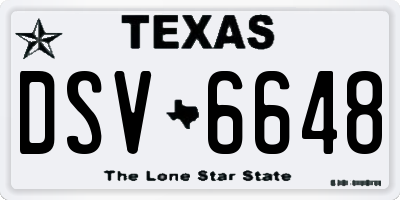 TX license plate DSV6648