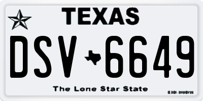 TX license plate DSV6649