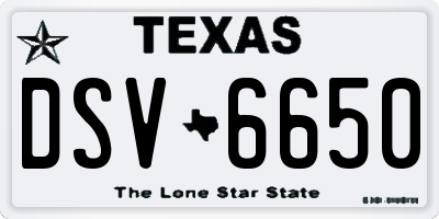 TX license plate DSV6650