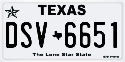 TX license plate DSV6651
