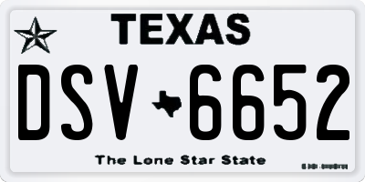 TX license plate DSV6652