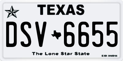 TX license plate DSV6655