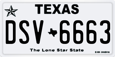 TX license plate DSV6663