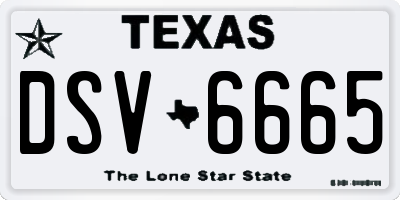 TX license plate DSV6665