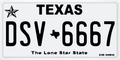 TX license plate DSV6667