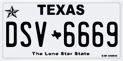 TX license plate DSV6669