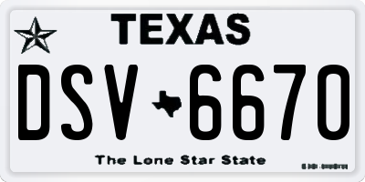 TX license plate DSV6670