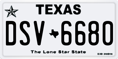 TX license plate DSV6680