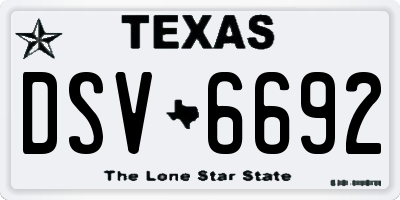 TX license plate DSV6692