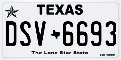 TX license plate DSV6693