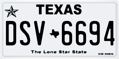 TX license plate DSV6694