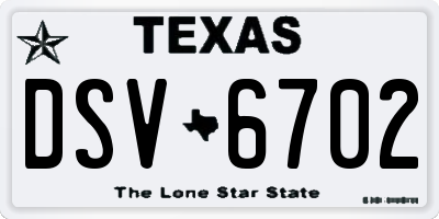 TX license plate DSV6702