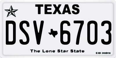 TX license plate DSV6703