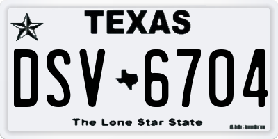 TX license plate DSV6704