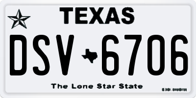 TX license plate DSV6706